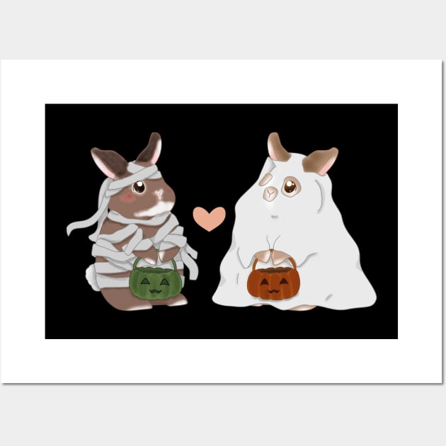 mummy and ghost sheet _ Bunniesmee Halloween Edition Wall Art by GambarGrace